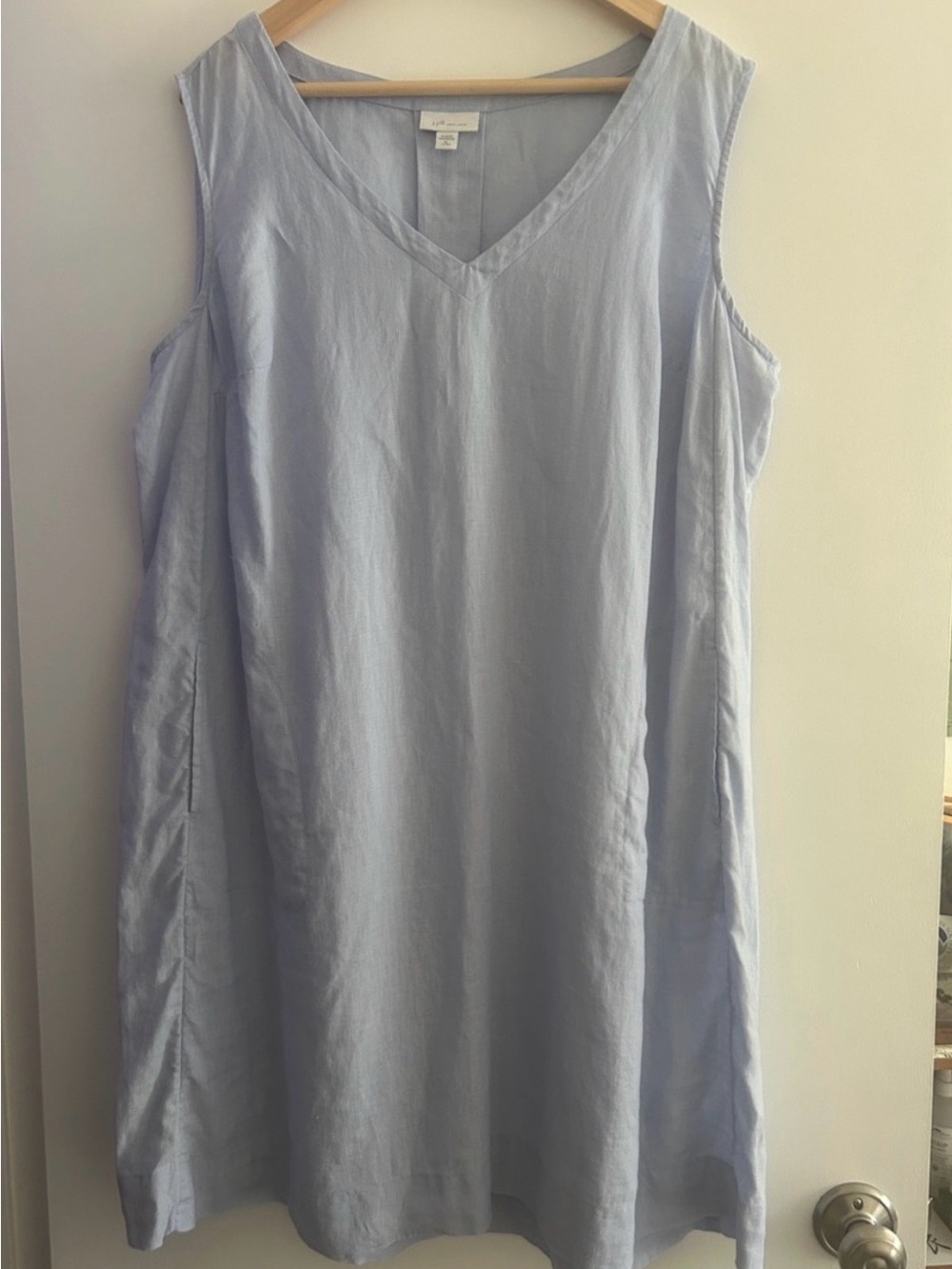J Jill Love Linen Sleeveless Shift Dress Light Blue XLP 100% Linen